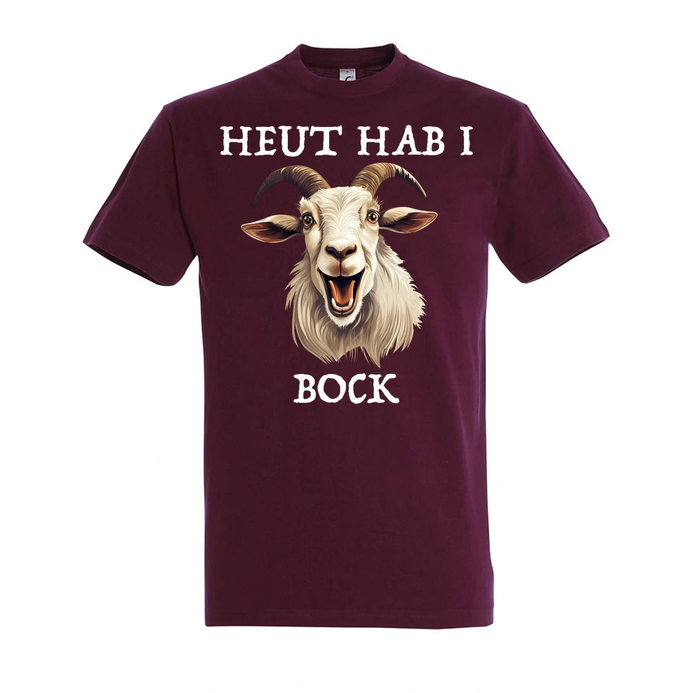 Bock T-Shirt Unisex in Burgundy – Vorderansicht mit dem Motiv Bock.