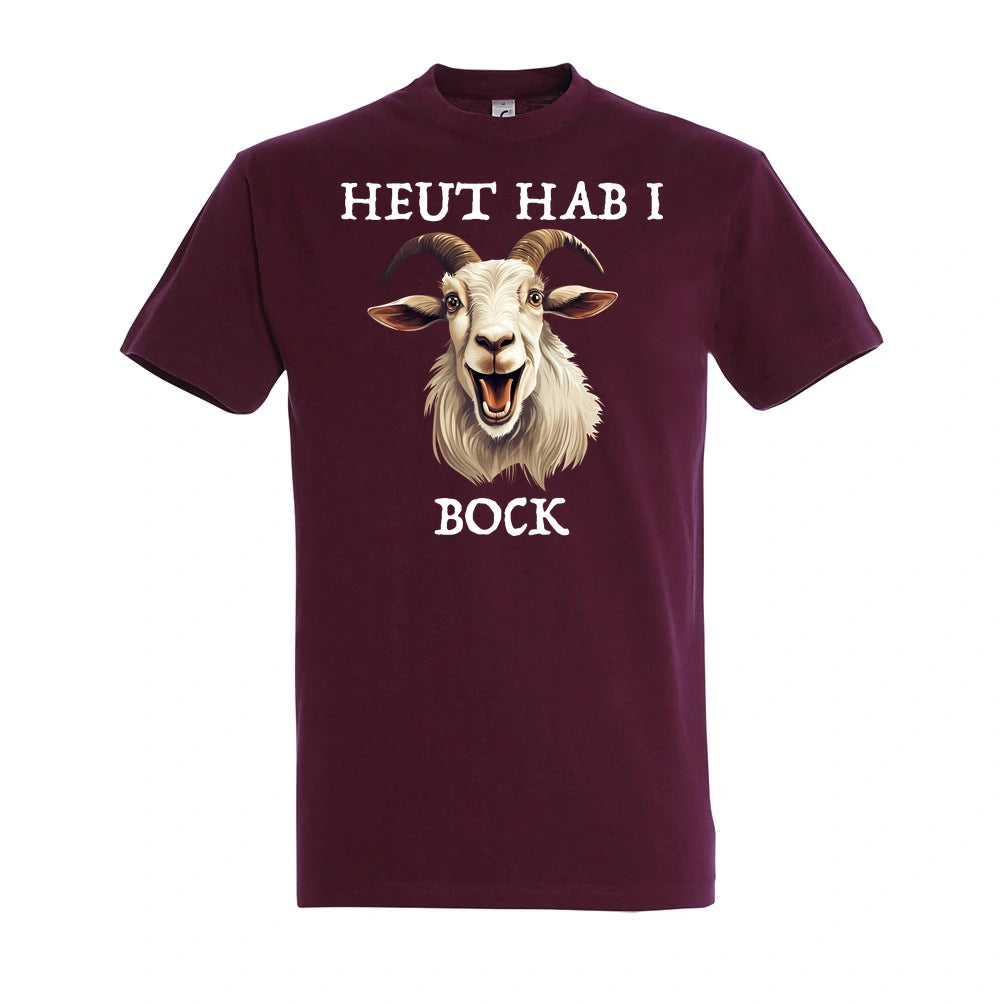 Bock T-Shirt Unisex in Burgundy – Vorderansicht mit dem Motiv Bock.
