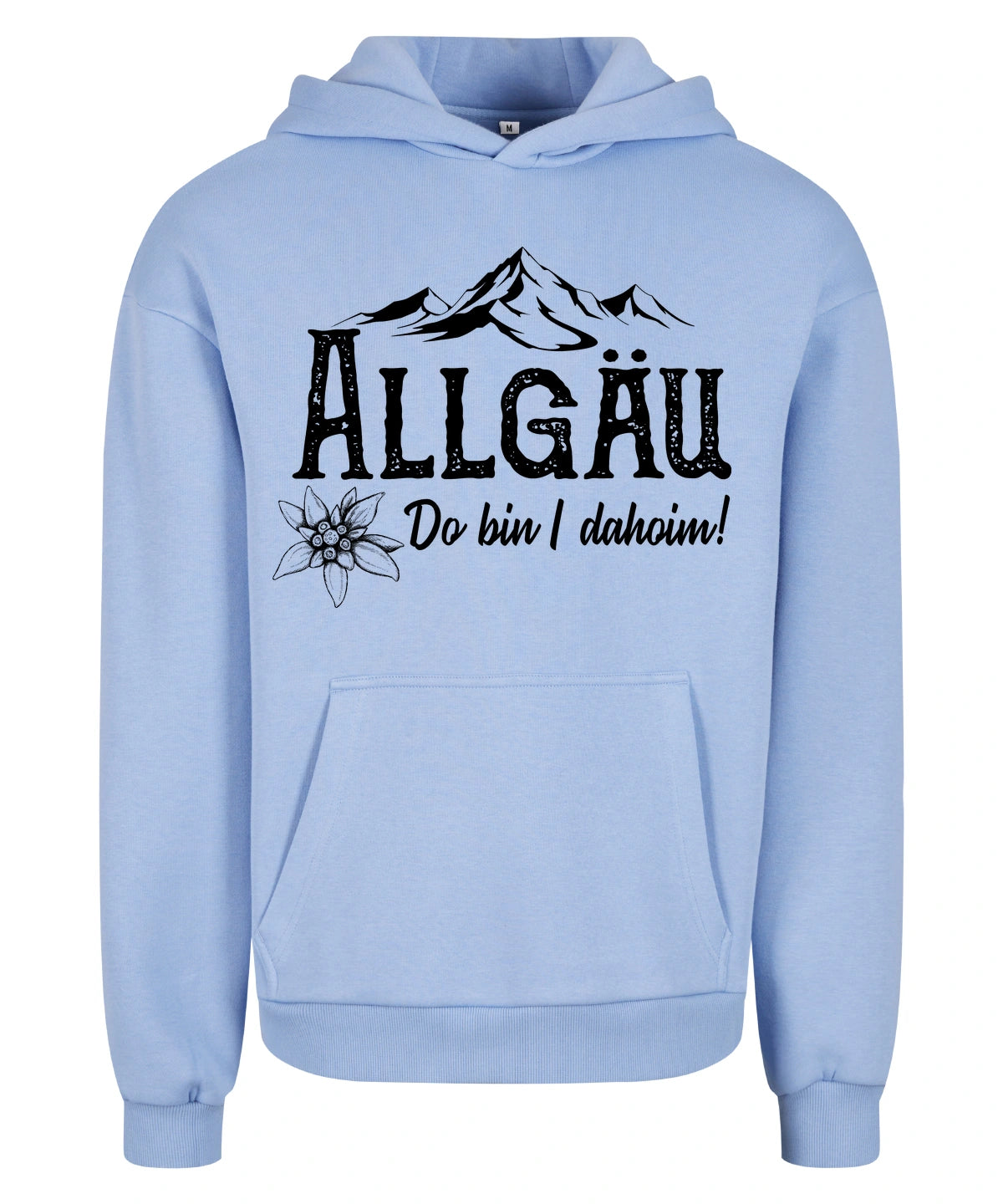 Dahoim Hoodie in Powder Blue – Vorderansicht mit dem Motiv Dahoim.