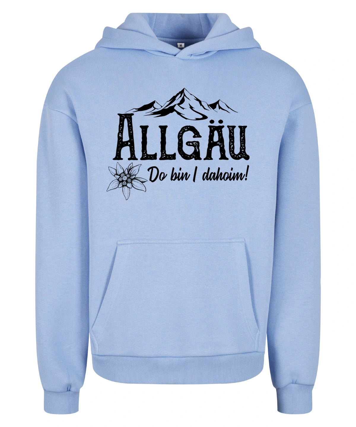 Dahoim Hoodie in Powder Blue – Vorderansicht mit dem Motiv Dahoim.
