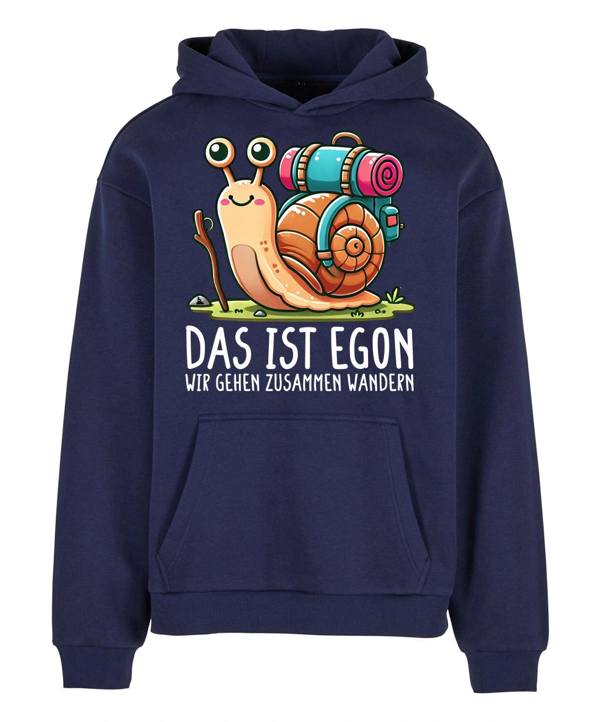 EGON Hoodie in Navy – Vorderansicht mit dem Motiv EGON.