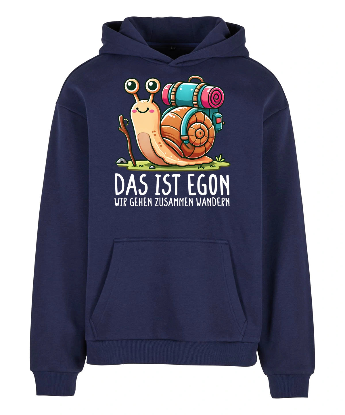 EGON Hoodie in Navy – Vorderansicht mit dem Motiv EGON.