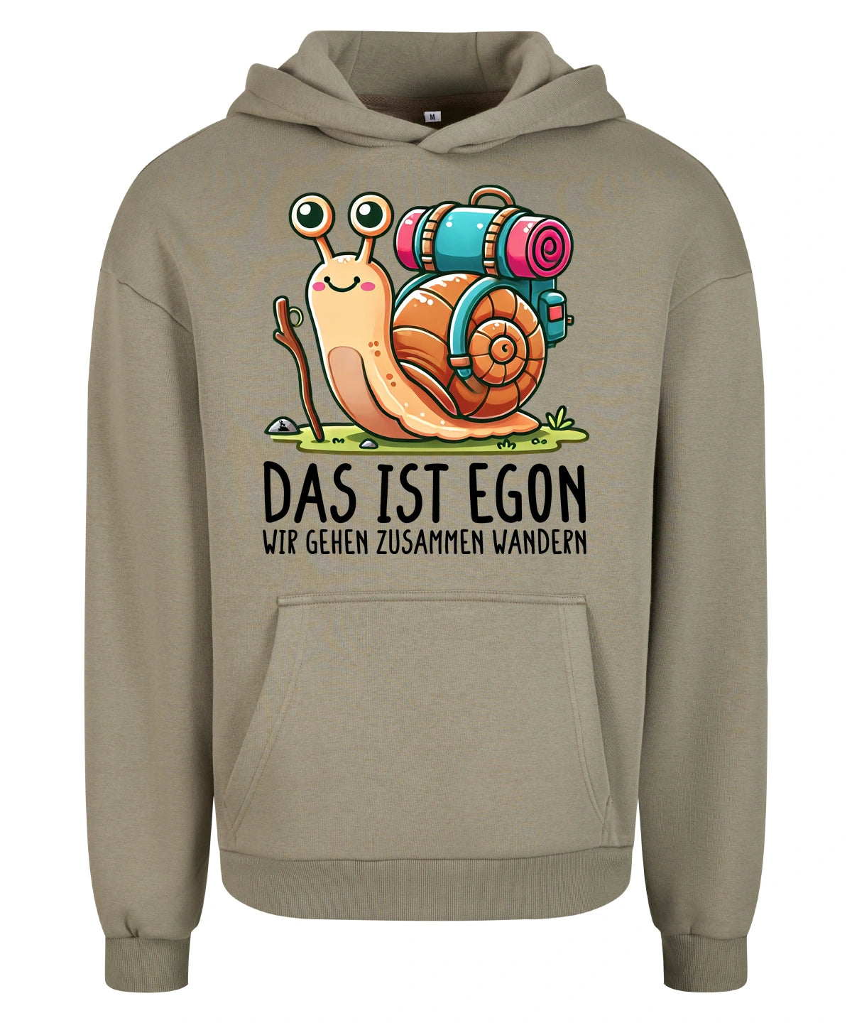 EGON Hoodie in Pale Olive – Vorderansicht mit dem Motiv EGON.