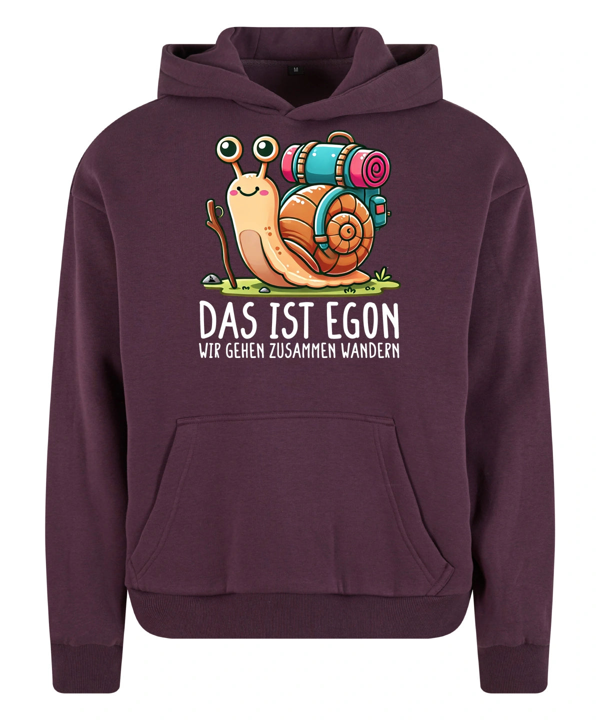 EGON Hoodie in Plum Purple – Vorderansicht mit dem Motiv EGON.