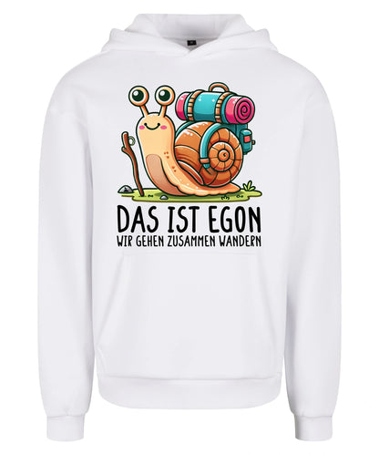 EGON Hoodie in White – Vorderansicht mit dem Motiv EGON.