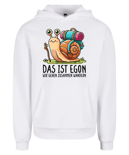 EGON Hoodie in White – Vorderansicht mit dem Motiv EGON.