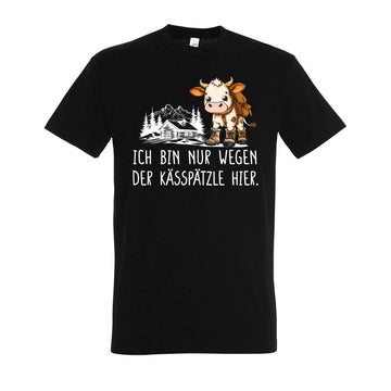 Kässpätzle T-Shirt Unisex in Deep Black – Vorderansicht mit dem Motiv Kässpätzle.