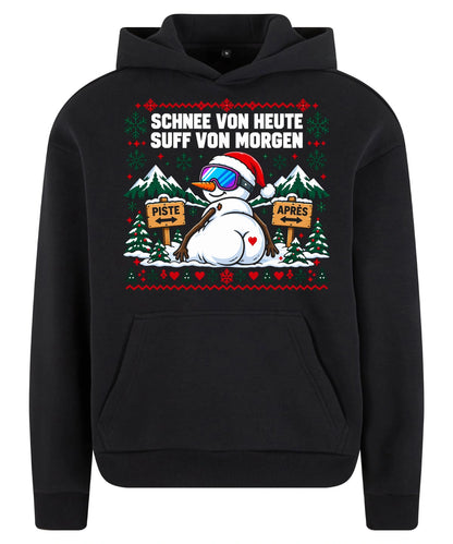 Schnee von heute Hoodie in Black – Vorderansicht mit großem Weihnachtsmotiv