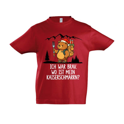 Ich war brav Kinder T-Shirt in Red – Vorderansicht, Motiv mittig zwischen den Ärmelansätzen