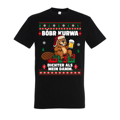 Bóbr Kurwa – Dichter als mein Damm – T-Shirt Unisex in Deep Black – Vorderansicht, großer Frontdruck