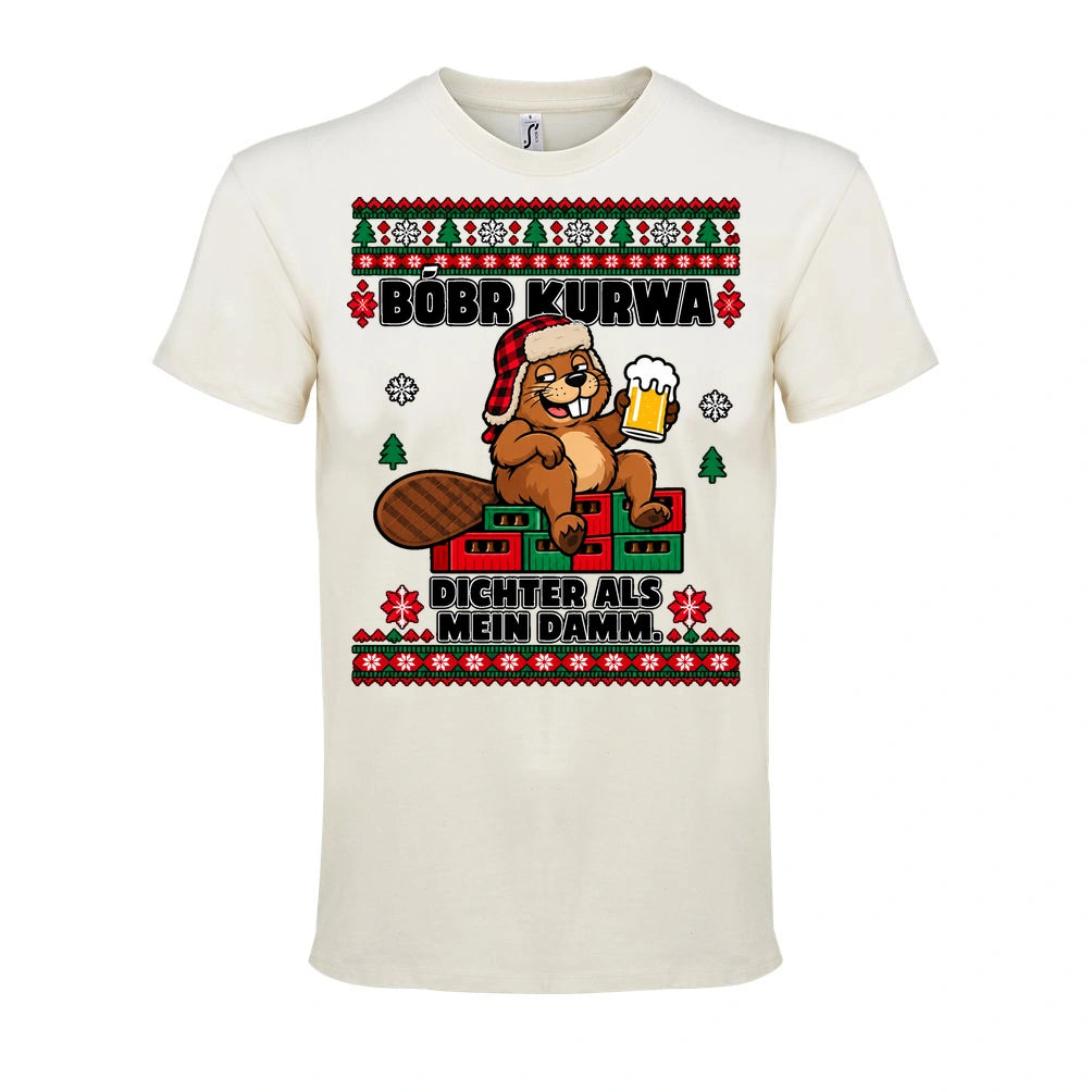 Bóbr Kurwa – Dichter als mein Damm – T-Shirt Unisex in Natural – Vorderansicht, großer Frontdruck
