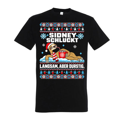 Sidney schluckt – T-Shirt Unisex in Deep Black – Vorderansicht, großer Frontdruck