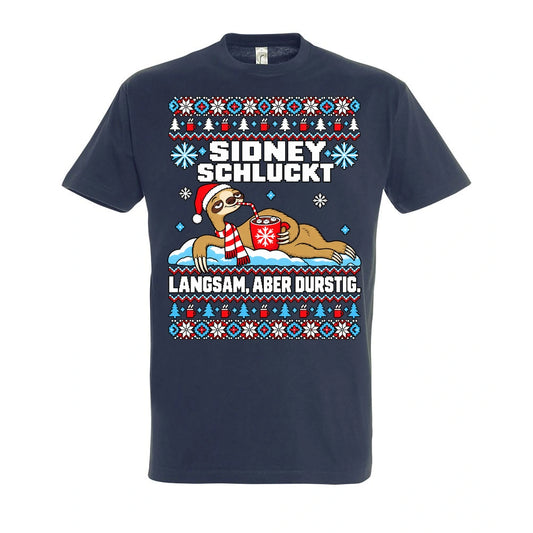 Sidney schluckt – T-Shirt Unisex in Navy – Vorderansicht, großer Frontdruck