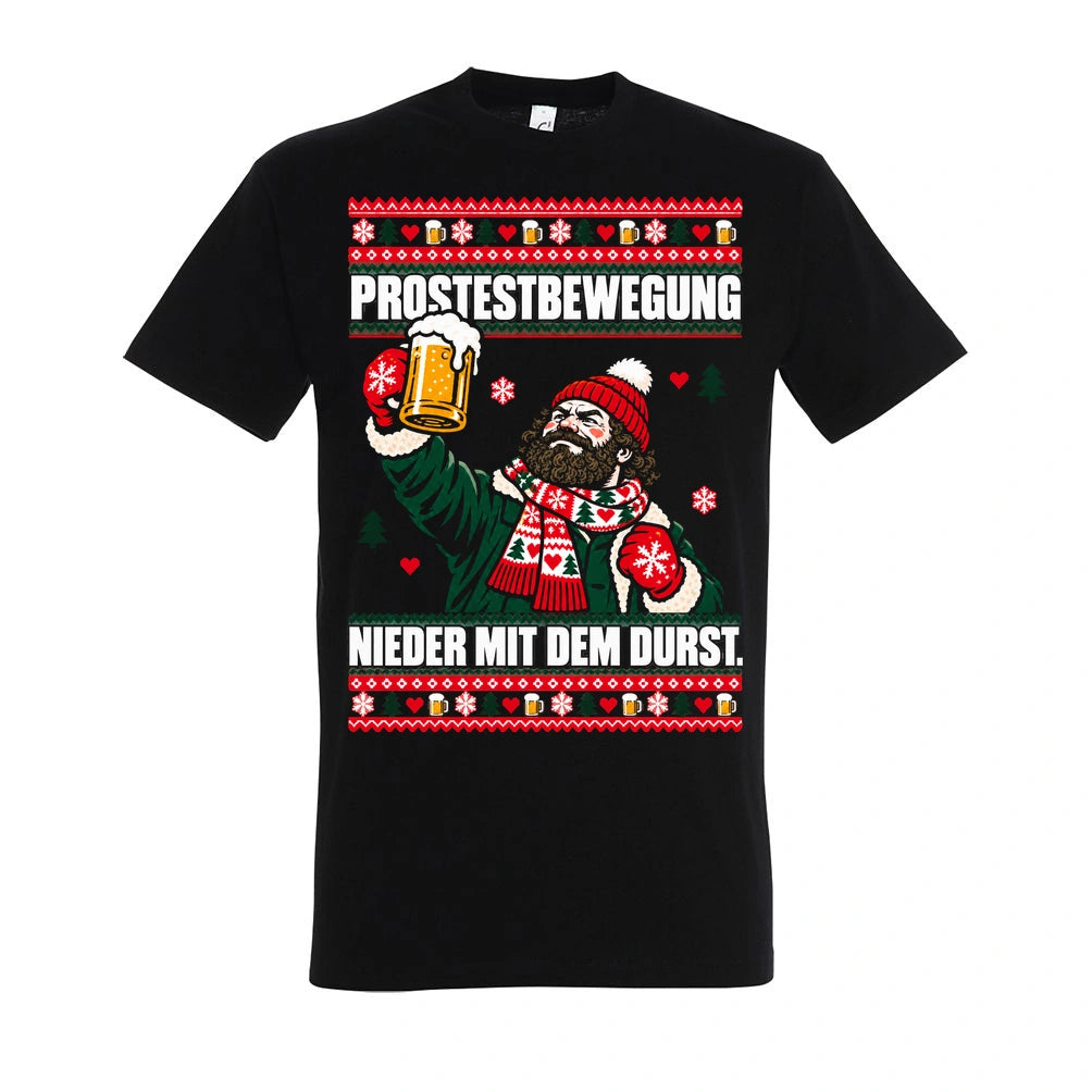 Prostestbewegung – T-Shirt Unisex in Deep Black – Vorderansicht, großer Frontdruck