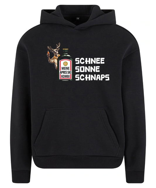 Meine Apres Ski Kombi Hoodie in Black – Vorderansicht mit dem Motiv Meine Apres Ski Kombi.