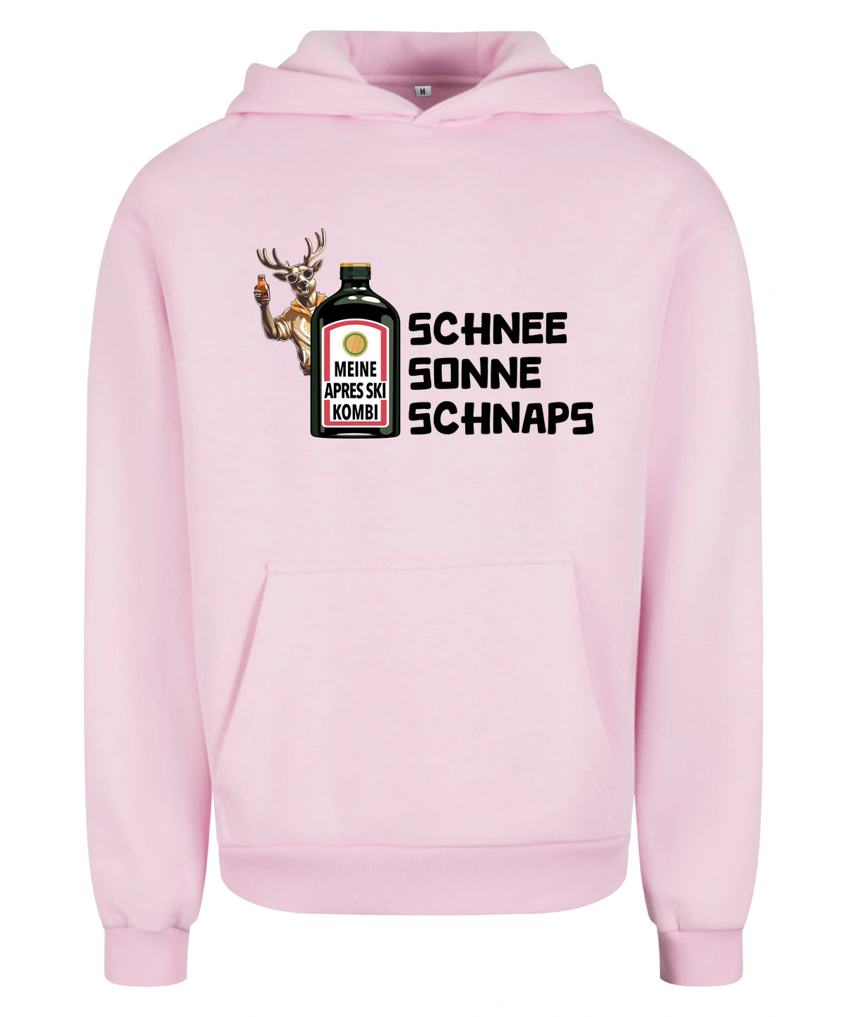 Meine Apres Ski Kombi Hoodie in Soft Pink – Vorderansicht mit dem Motiv Meine Apres Ski Kombi.