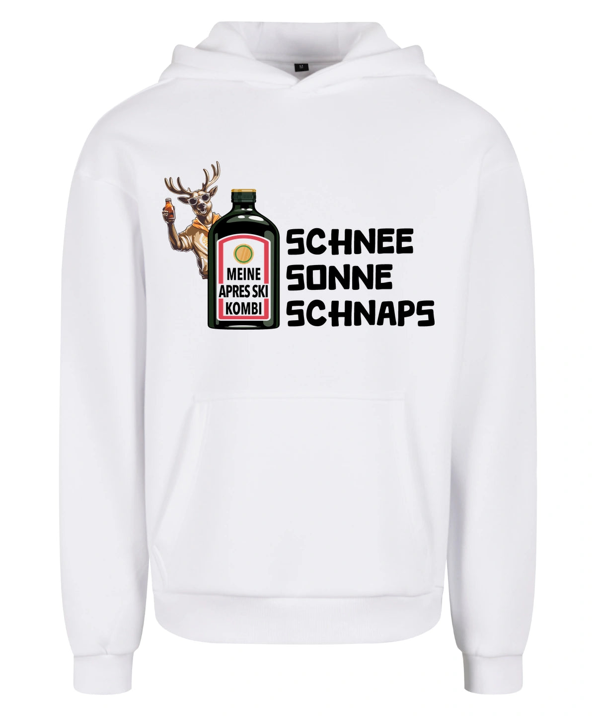Meine Apres Ski Kombi Hoodie in White – Vorderansicht mit dem Motiv Meine Apres Ski Kombi.
