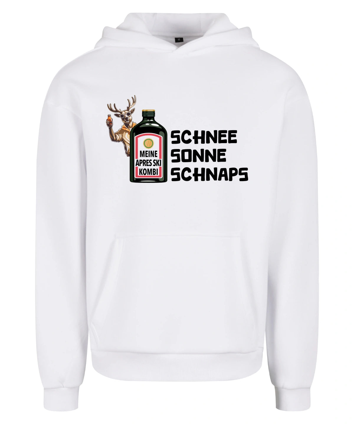 Meine Apres Ski Kombi Hoodie in White – Vorderansicht mit dem Motiv Meine Apres Ski Kombi.