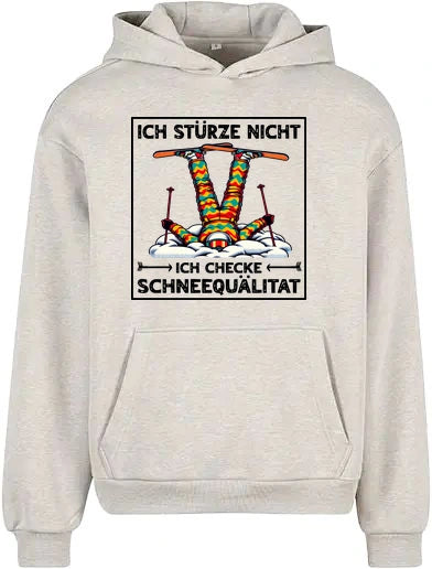 Schneequalität Hoodie in Light Grey – Vorderansicht mit dem Motiv Schneequalität.