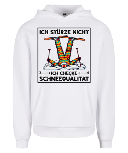 Schneequalität Hoodie in White – Vorderansicht mit dem Motiv Schneequalität.