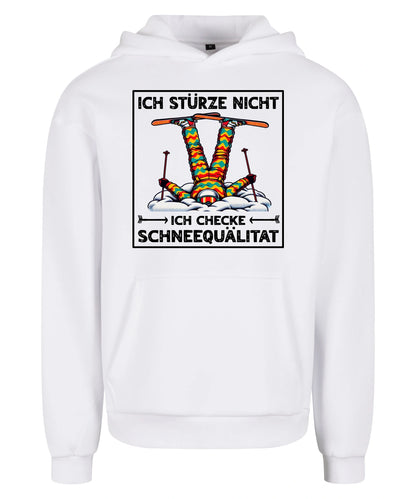 Schneequalität Hoodie in White – Vorderansicht mit dem Motiv Schneequalität.