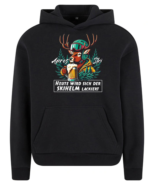 Skihelm Hoodie in Black – Vorderansicht mit dem Motiv Skihelm.