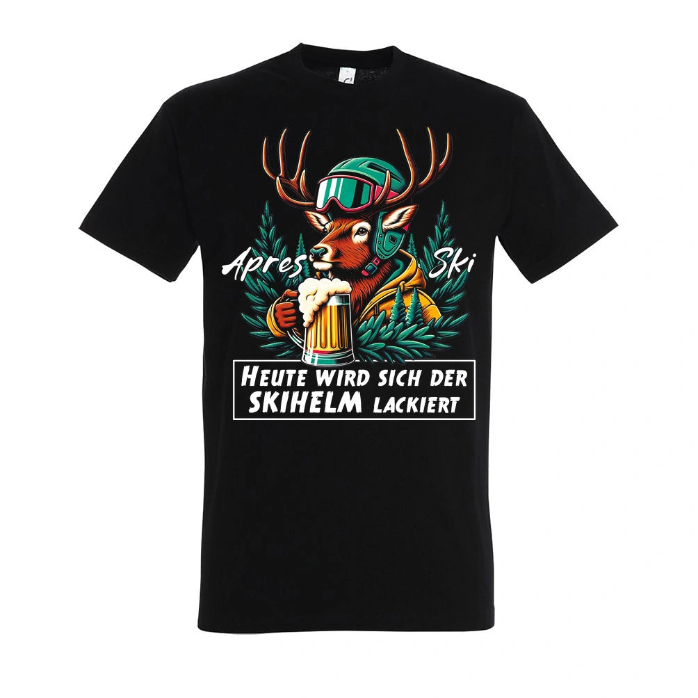 Skihelm T-Shirt Unisex in Deep Black – Vorderansicht mit dem Motiv Skihelm.