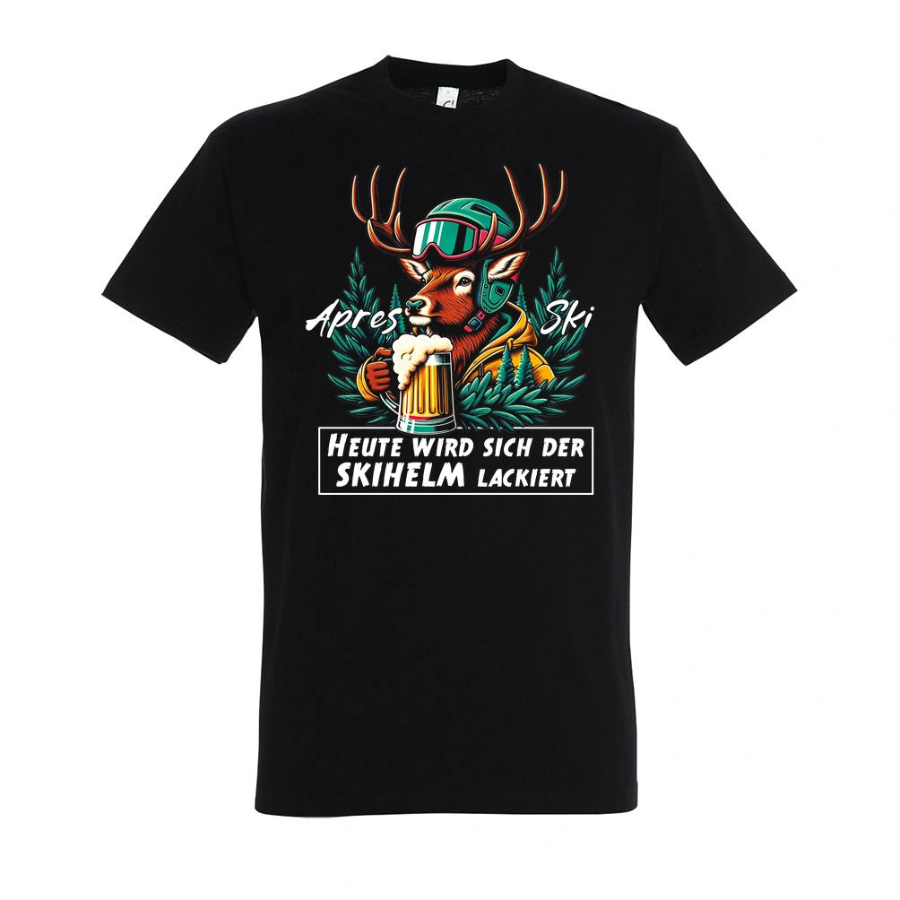 Skihelm T-Shirt Unisex in Deep Black – Vorderansicht mit dem Motiv Skihelm.