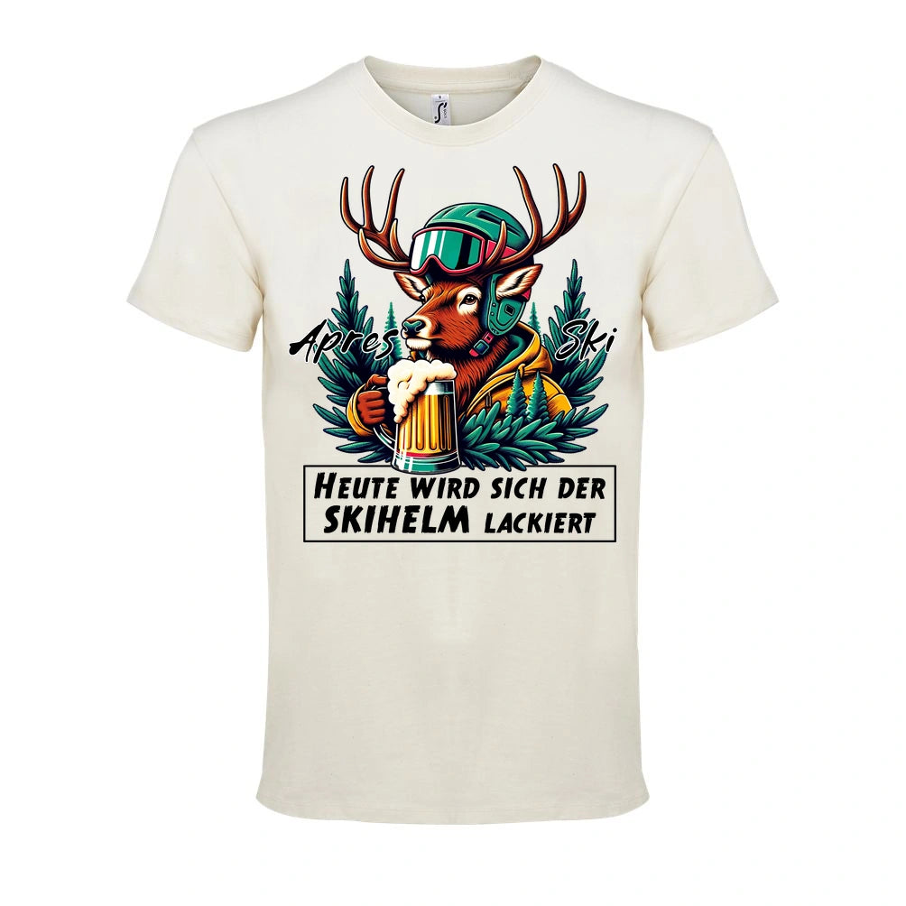 Skihelm T-Shirt Unisex in Natural – Vorderansicht mit dem Motiv Skihelm.