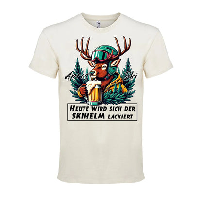 Skihelm T-Shirt Unisex in Natural – Vorderansicht mit dem Motiv Skihelm.