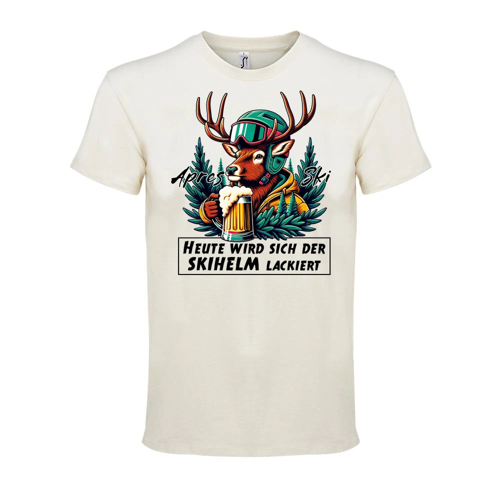 Skihelm T-Shirt Unisex in Natural – Vorderansicht mit dem Motiv Skihelm.