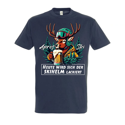 Skihelm T-Shirt Unisex in Navy – Vorderansicht mit dem Motiv Skihelm.