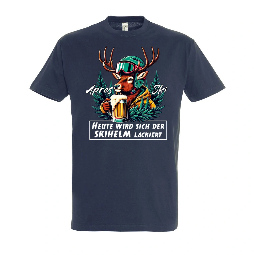 Skihelm T-Shirt Unisex in Navy – Vorderansicht mit dem Motiv Skihelm.