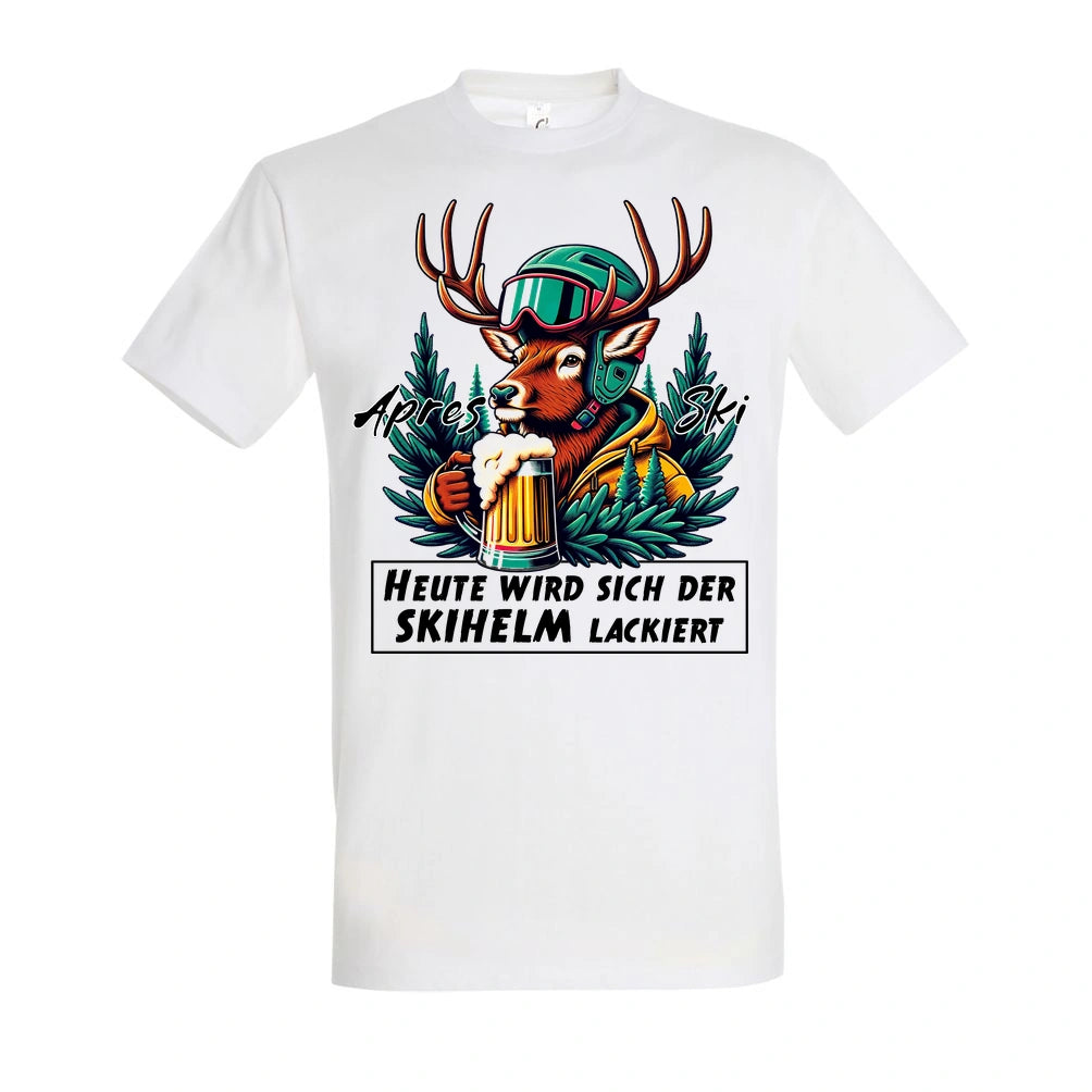 Skihelm T-Shirt Unisex in White – Vorderansicht mit dem Motiv Skihelm.