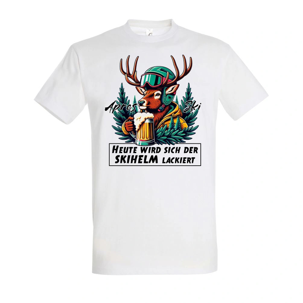 Skihelm T-Shirt Unisex in White – Vorderansicht mit dem Motiv Skihelm.
