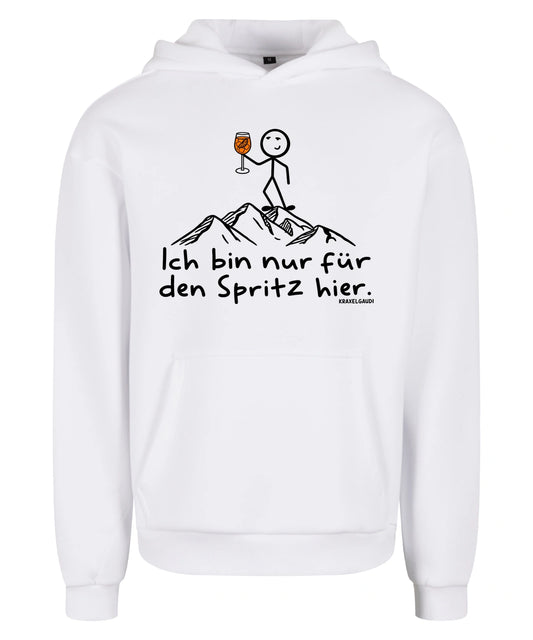 Spritz Hoodie in White – Vorderansicht mit dem Motiv Spritz.