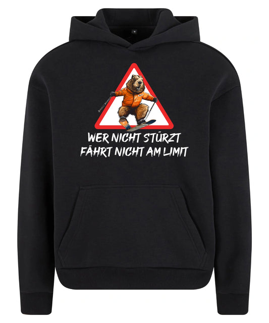 Stürzer Hoodie in Black – Vorderansicht mit dem Motiv Stürzer.