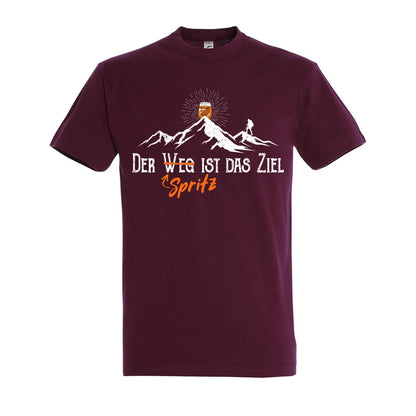 Zielspritz T-Shirt Unisex in Burgundy – Vorderansicht mit dem Motiv Zielspritz.