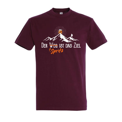 Zielspritz T-Shirt Unisex in Burgundy – Vorderansicht mit dem Motiv Zielspritz.