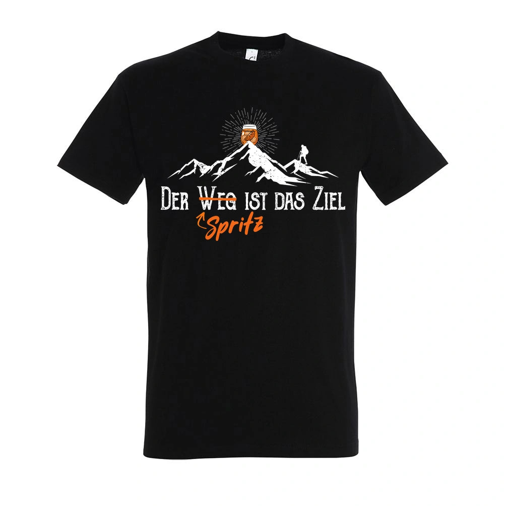 Zielspritz T-Shirt Unisex in Deep Black – Vorderansicht mit dem Motiv Zielspritz.