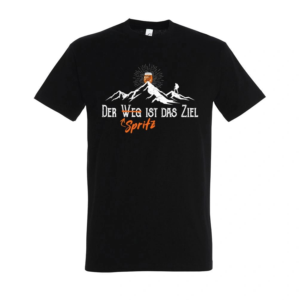 Zielspritz T-Shirt Unisex in Deep Black – Vorderansicht mit dem Motiv Zielspritz.