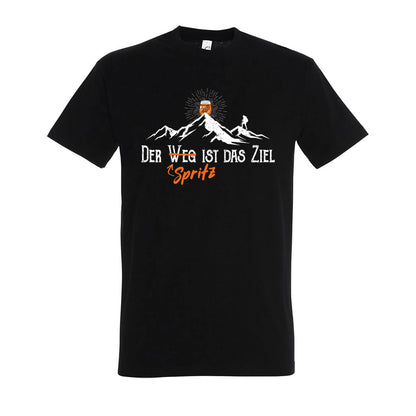 Zielspritz T-Shirt Unisex in Deep Black – Vorderansicht mit dem Motiv Zielspritz.