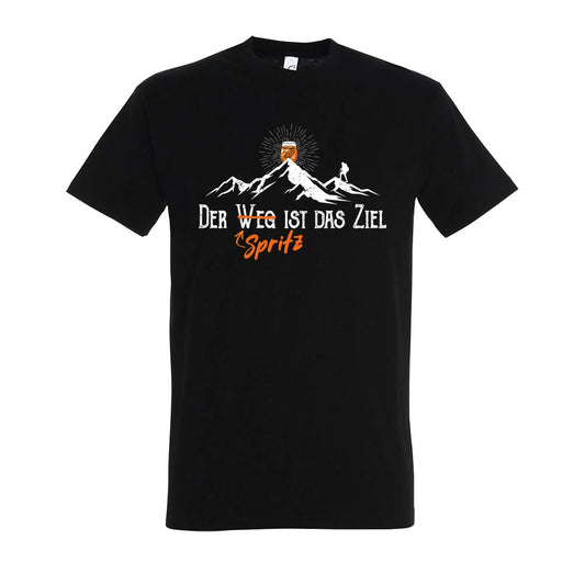 Zielspritz T-Shirt Unisex in Deep Black – Vorderansicht mit dem Motiv Zielspritz.