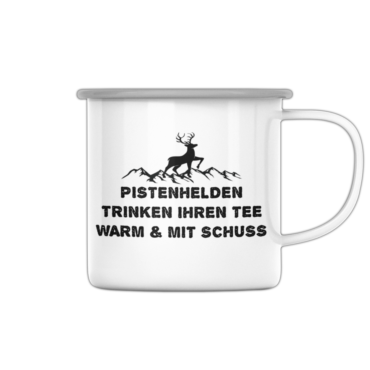 Tee mit Schuss Emaille Tasse