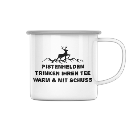 Tee mit Schuss Emaille Tasse