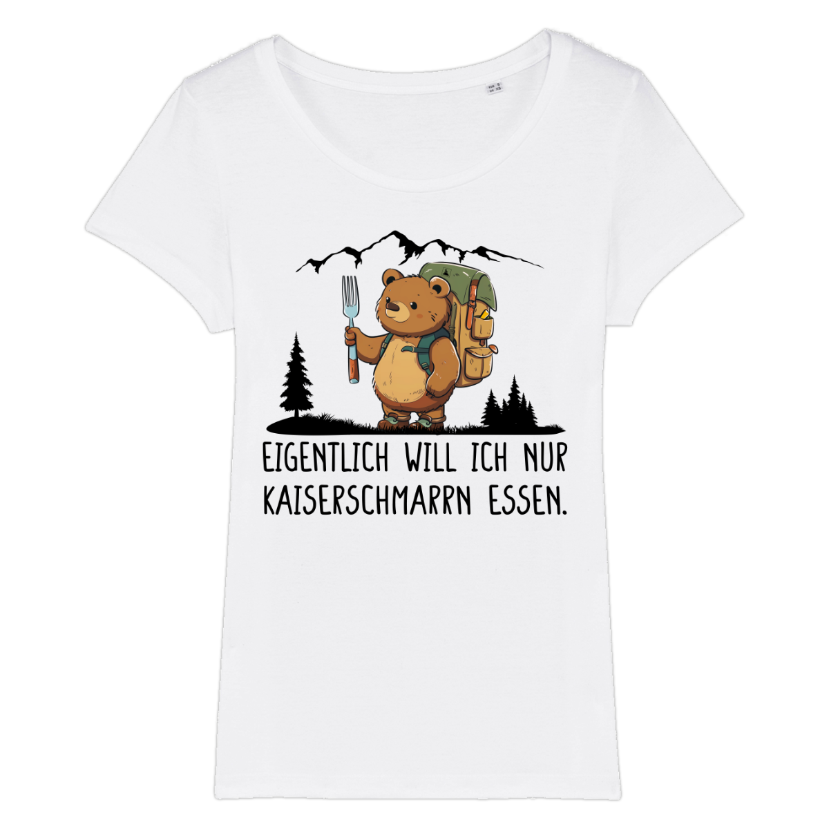 Kaiserbär Partner-Set Weiß: tailliertes Frauen-Shirt mit Kaiserschmarrn-Spruch